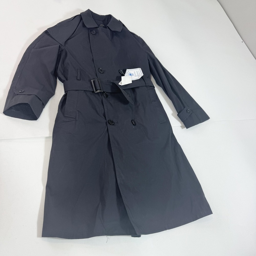 Garrison Collection Coat Mens 40R Black All Weather‎ Trench Belted Army Military